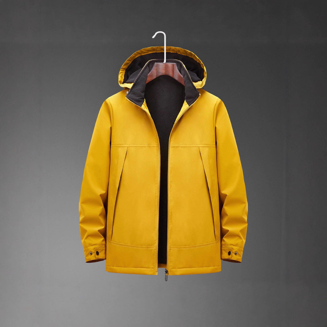 Men Vattenavvisande Multi-Pocket Jacka med Huva och Fleecefoder