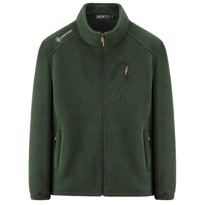 Herr Termisk Fleece Jacka med Sherpa Foder, Stående Krage och Zippered Fickor
