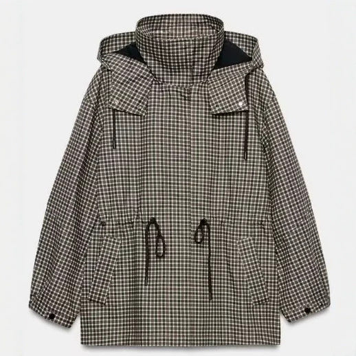 Dam Rutig Anorak med Huva och Drawstring