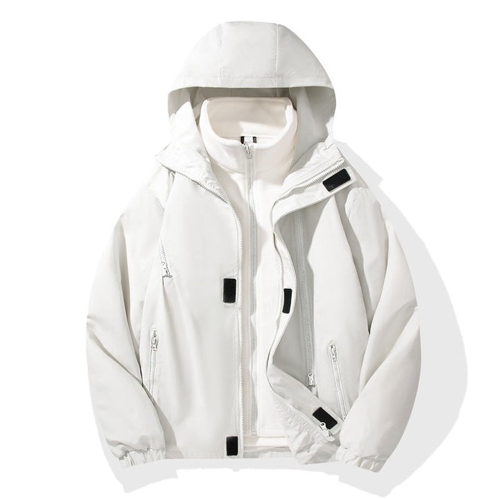 Herr Two-Piece Hybrid med huva Jacka med integrerad fleecefoder och dold dragkedjas