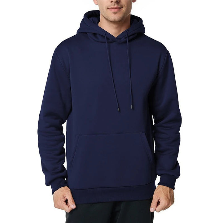 Herr Nan Minimalistisk Luvtröja med Mjuk Fleece Foder och Känguruficka