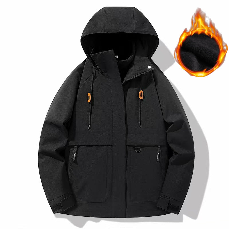 Herr Vadderad Softshell Funktionell Jacka med Huva, Fleece Inre Foder och Dold Dragkedja