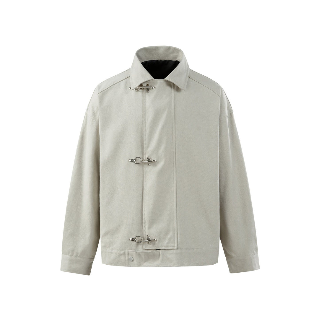 Herr oversize Canvas Jacka med Distinct metall Hook Stängningar