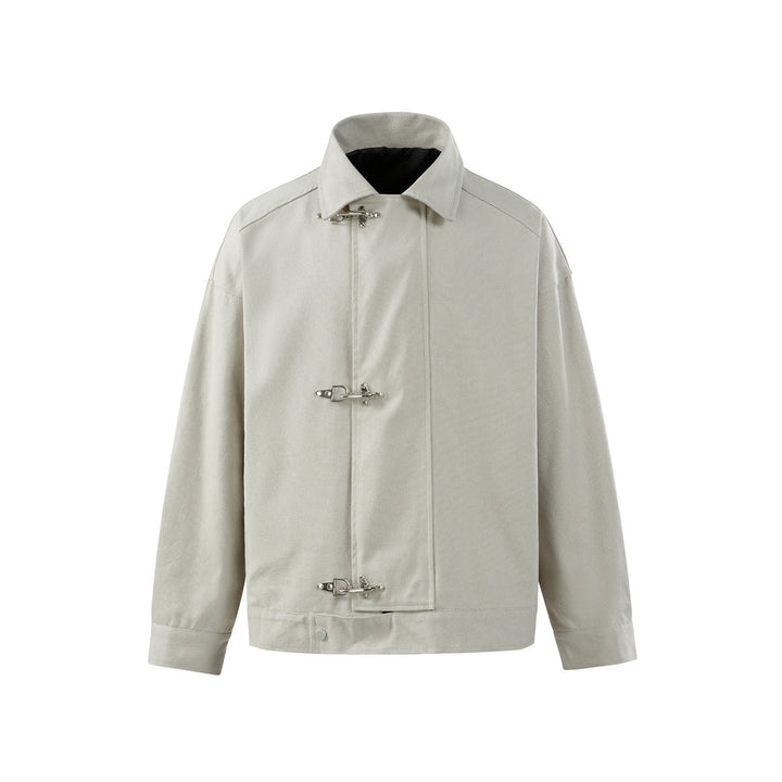 Herr oversize Canvas Jacka med Distinct metall Hook Stängningar
