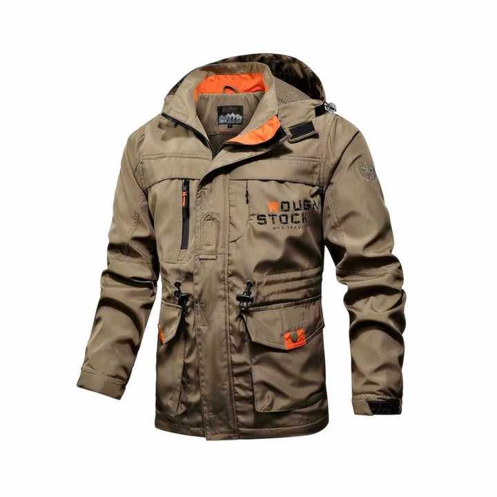 Herr Funktion Field parka med huva, flerafunktionell Fickor och Justerbar Midja Drawstring