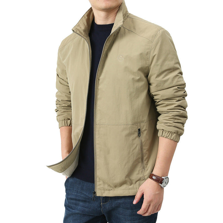 Herr lätt Windbreaker med ståkrage, Two fickor med dragkedja och elastiska muddar