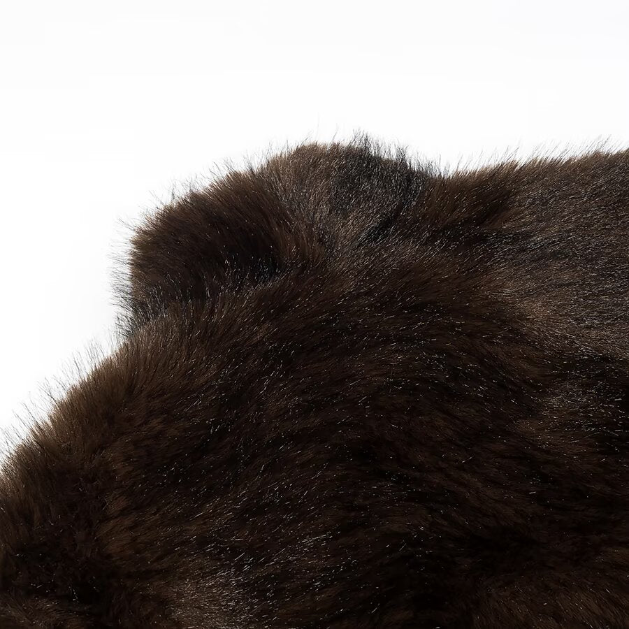 Dam kort skärning Faux Fur kappa med Shawl krage och Straight skärning