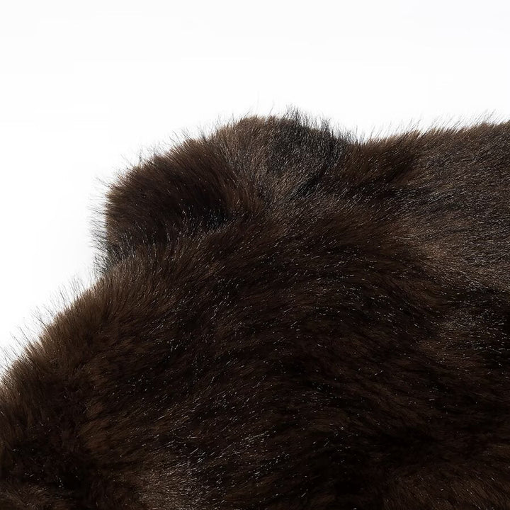 Dam kort skärning Faux Fur kappa med Shawl krage och Straight skärning