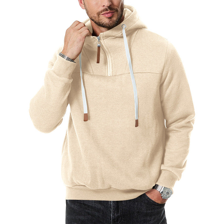 Herr Nano Sweat Halv Dragkedja med Textured Interior, Adjustable Huva och Bred Ribbad Fåll