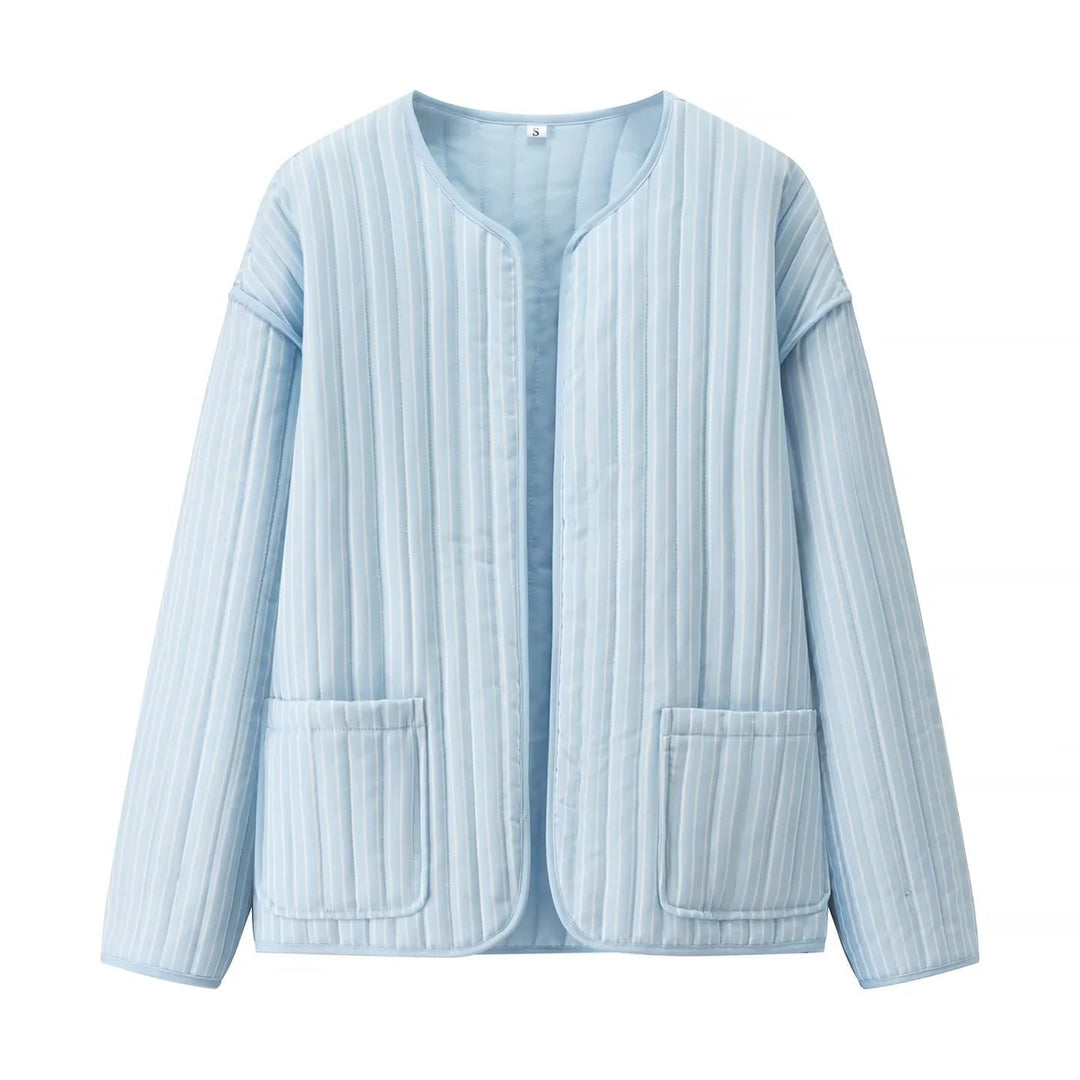 Dam kviltad Transition jacka med Round Neckline, lätt Padding och utanpåfickor