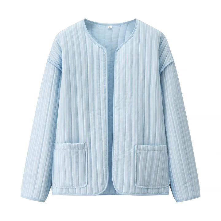 Dam kviltad Transition jacka med Round Neckline, lätt Padding och utanpåfickor