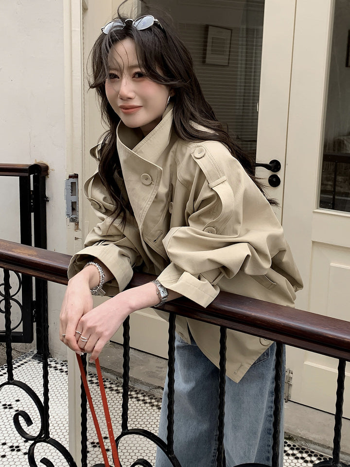 Dam oversize trenchcoat jacka med vid skärning och Epaulettes