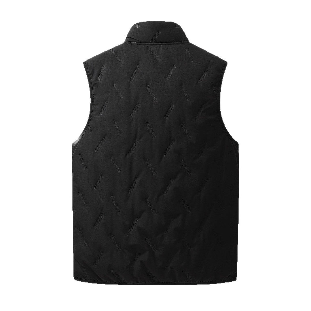 Herr Reversible Termisk Quiltad Väst med Warming Teddyfoder och Hög Hals Ståkrage