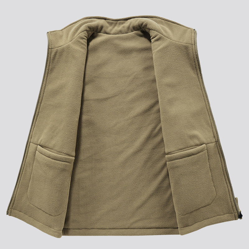 Herr Quiltad Utomhus Väst med Fleecefoder, Hög Krage och Multifunctional Lock Fickor