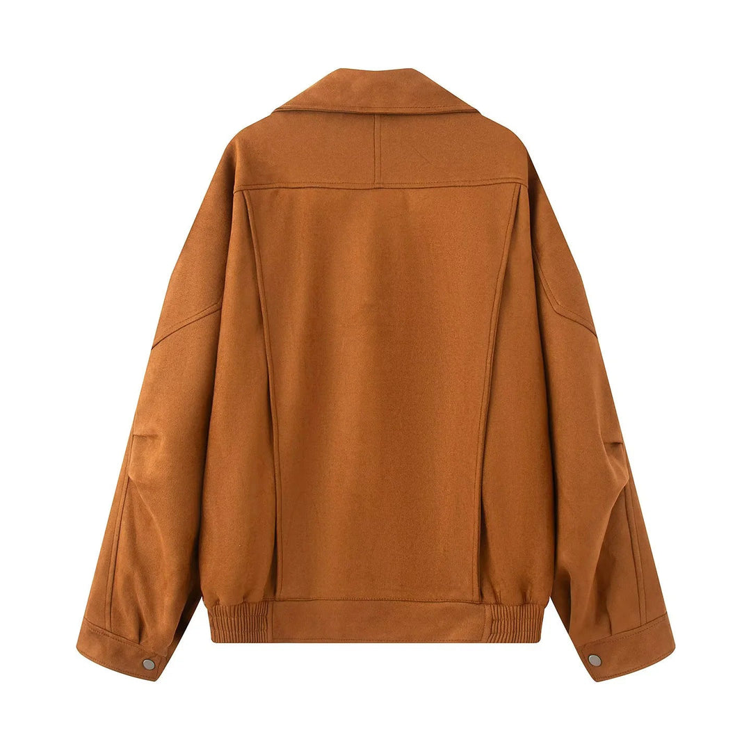 Dam oversized blousonjacka i velour look med bred sjalkrage, drawstring waistband och bälte