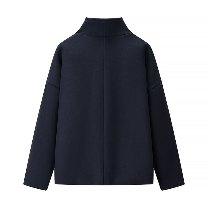 Dam kort double-breasted oversize boxy jacka med ståkrage och sidofickor