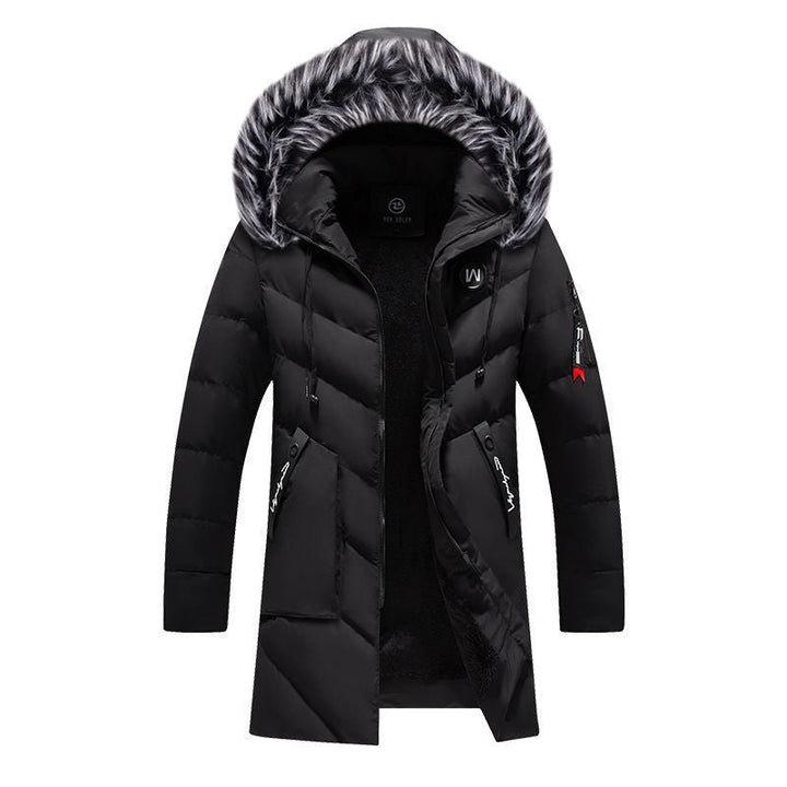 Herr Lång Quiltad Vinter Parkas med Teddyfoder och Huva