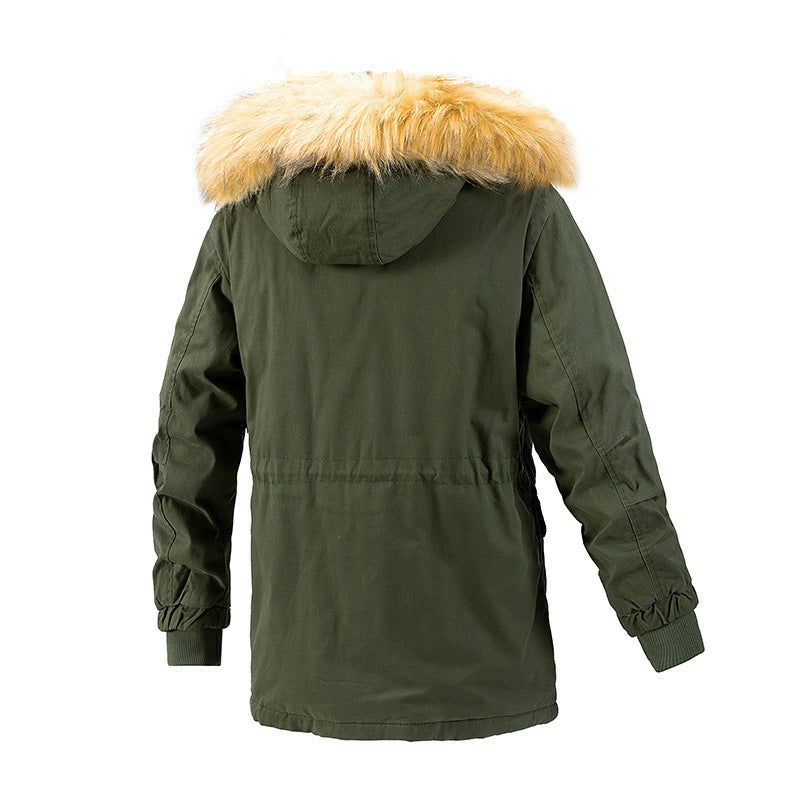 Herr Vinter Skydd Parkas med Värmande Teddyfoder, Avtagbar Imitation Päls Huva, och Förstärkt Funktion Fickor