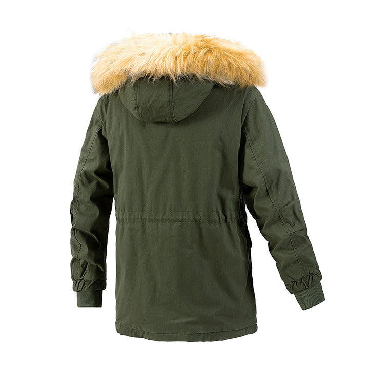 Herr Vinter Skydd Parkas med Värmande Teddyfoder, Avtagbar Imitation Päls Huva, och Förstärkt Funktion Fickor
