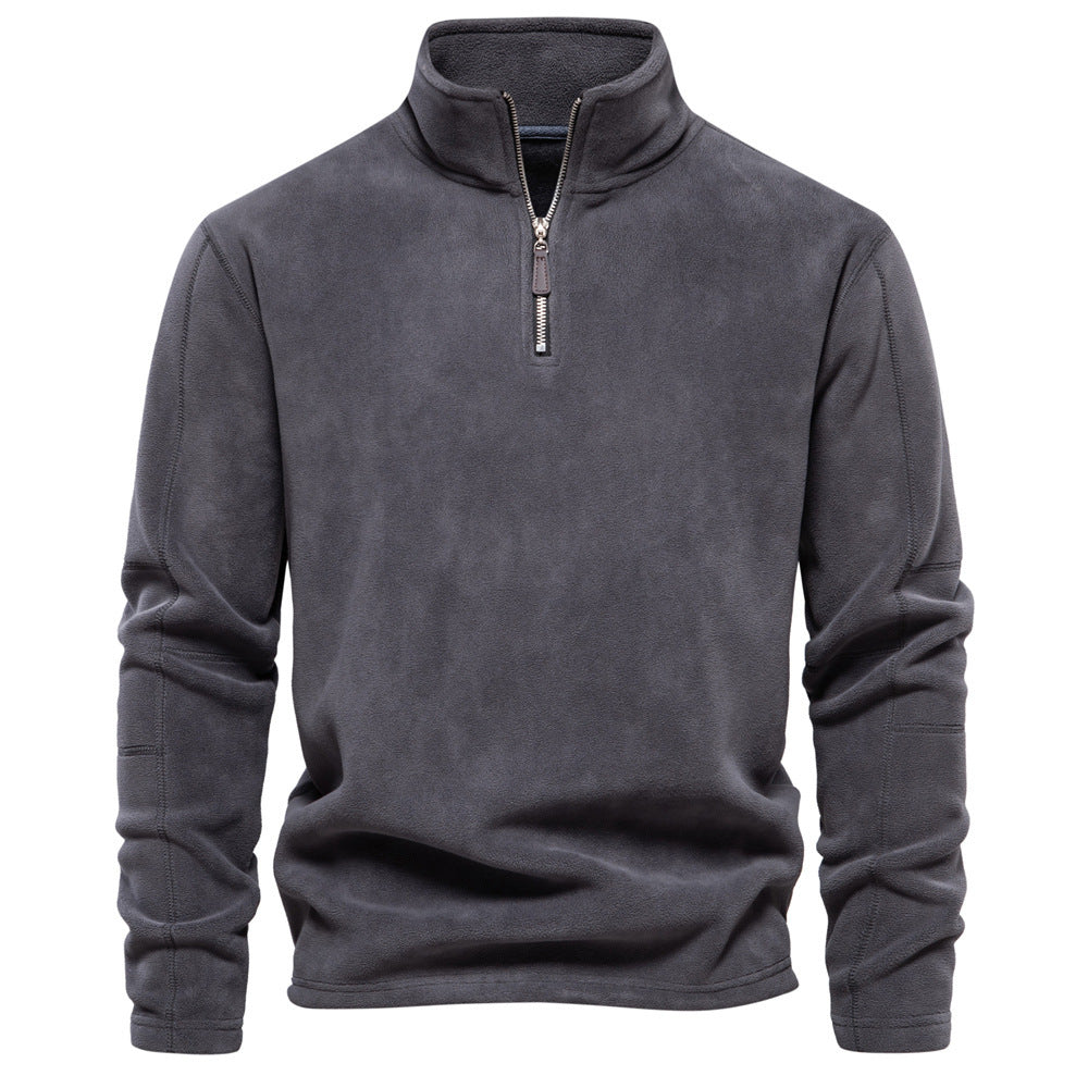 Herr Lätt Fleece Pullover med Kort Dragkedja och Ståkrage