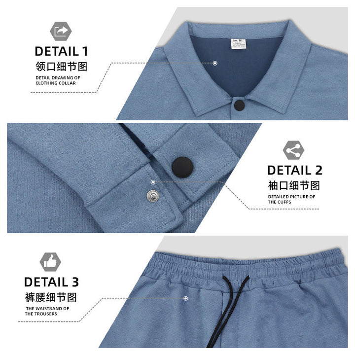 Herr Nan Utilitarian Sweat Training Set med Overshirt, Bröst Flaps, och Tapered Jogger Byxor