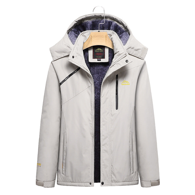 Dam kviltad vinterjacka med fleecefoder, Removable huva, och vattentät softshell ytter Layer