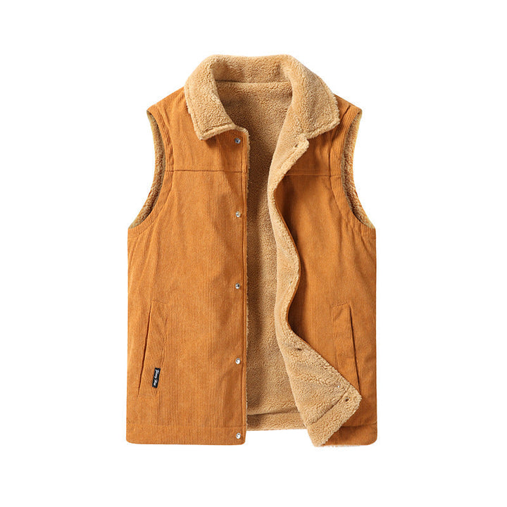 Herr Sleeveless Manchester Utility Väst med Teddyfoder och Snap Knapp Fram