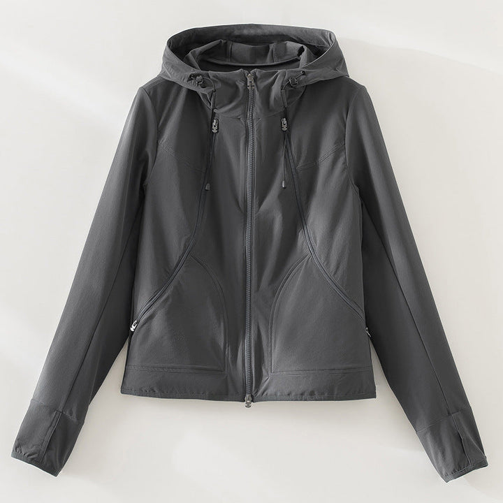 Dam lätt softshell utomhusjacka med huva och två-Way dragkedja