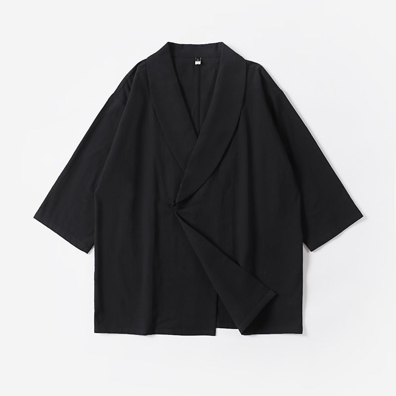 Unisex oversize Kimono jacka med Shawl krage och Wrap stängning