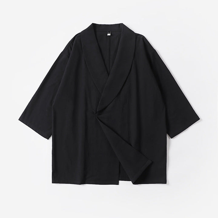 Unisex oversize Kimono jacka med Shawl krage och Wrap stängning