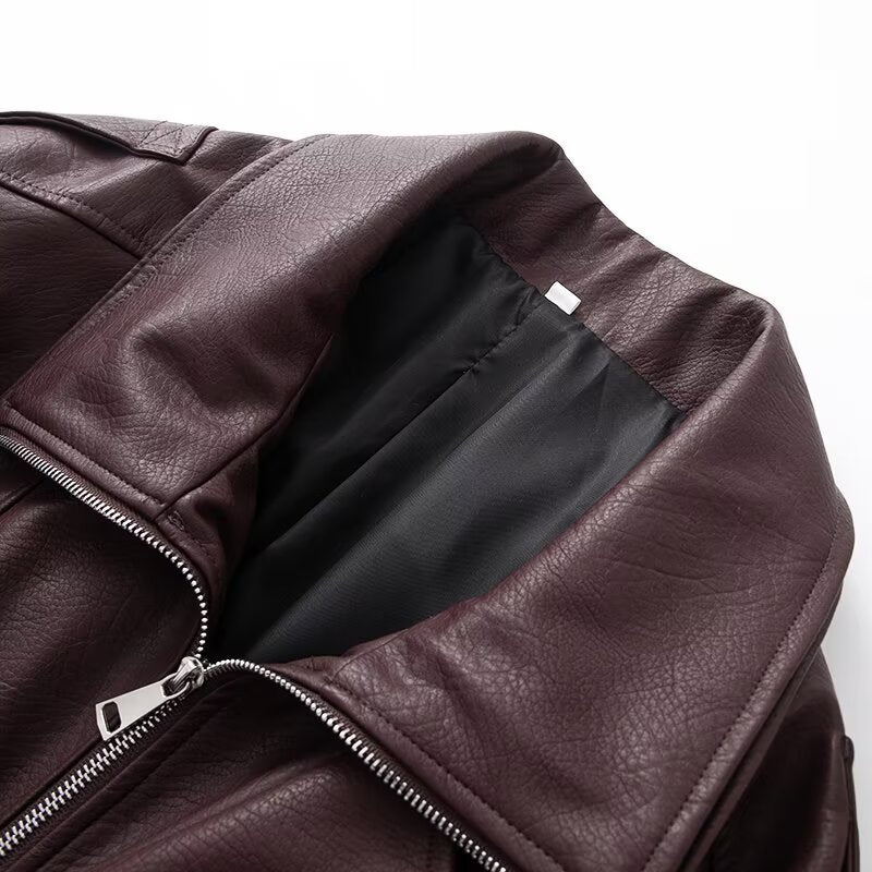 Dam Oversized Konstläder Biker Jacka med Asymmetrical Dragkedja, Bälte och Elastic Midja