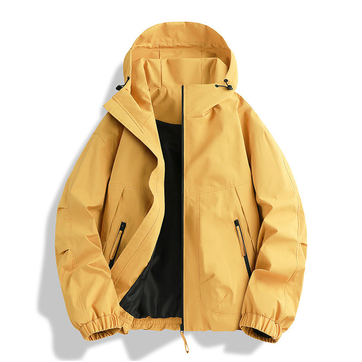 Herr Vattentät med Huva Utility Parka med Welded Sömmar, Adjustable Huva, och Concealed Dragkedja Fickor