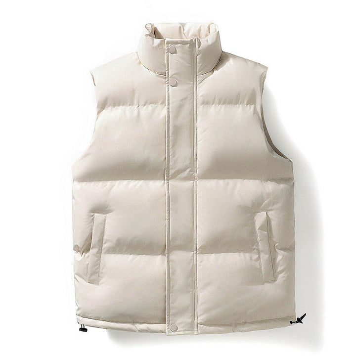 Dam oversize Puffer väst med hög Standing krage, fram Placket, och justerbar dragsko fåll
