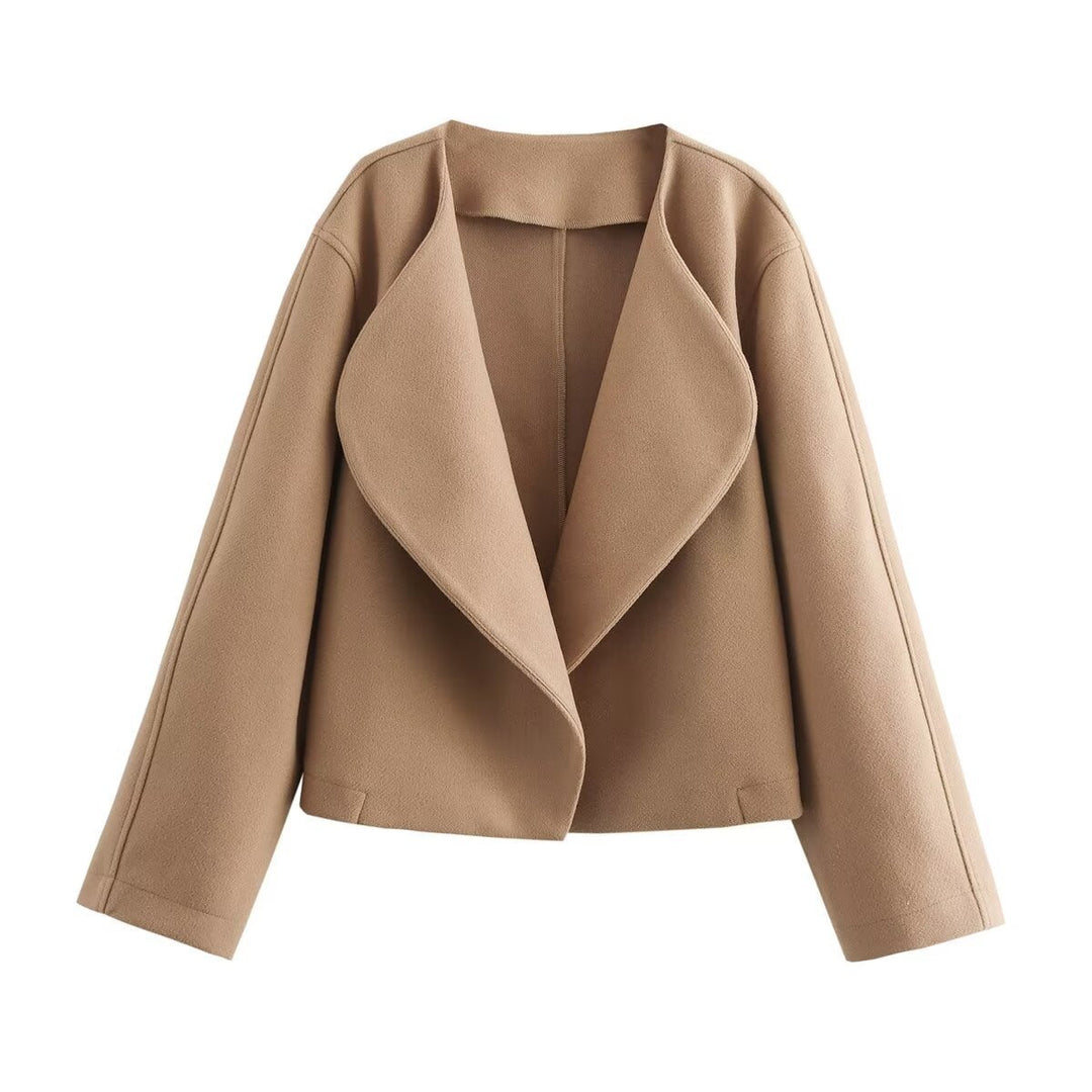 Dam cropped waterfall blazer med oversized sjalkrage och flattering cropped silhuett