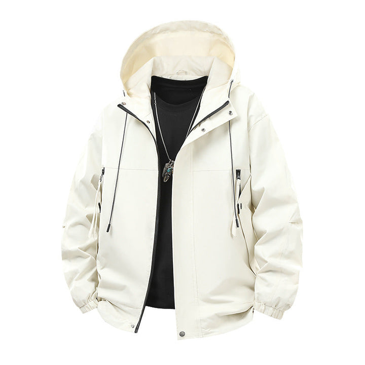 Herr Oversized Utility Softshelljacka med Huva, Vattenavvisande Membrane och Dragkedjefickor