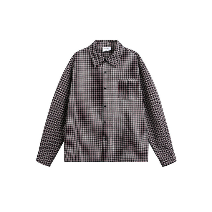 Unisex Straight Overshirt Jacka i Fin Rutigt Mönster