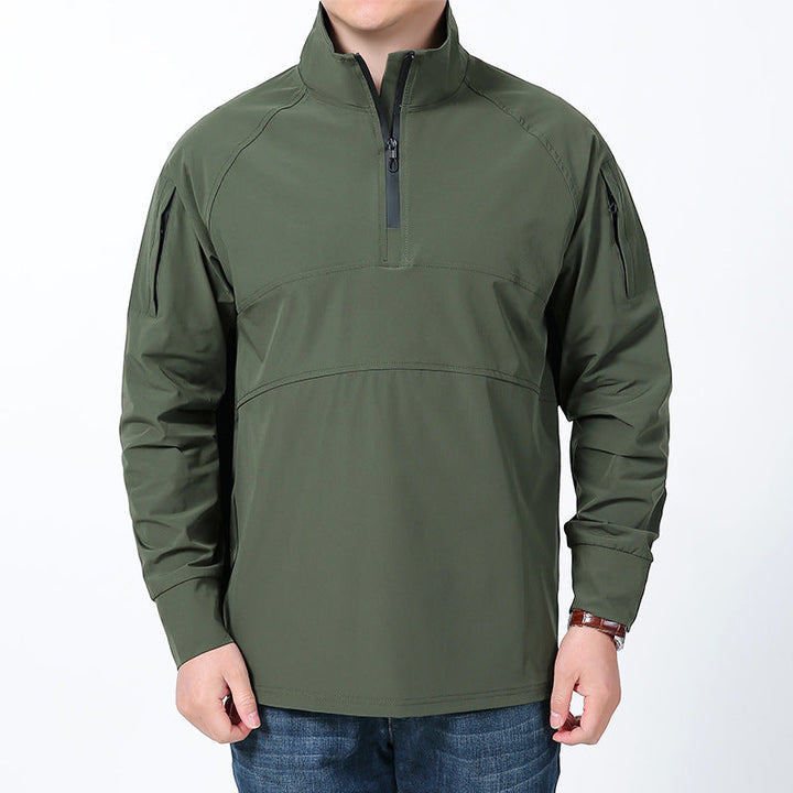Herr Softshell Pullover med Kort Dragkedja, Ärmficka, och Raglanärmar
