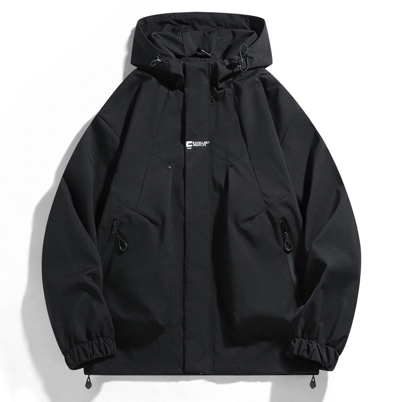 Herr Nano Wind och Water-Repellent Jacka med Huva med Ergonomic Sömmar, Adjustable Fåll, och Secure Zippered Fickor