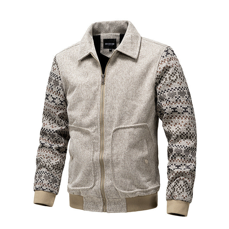 Herr Zip-Up Knit Jacka med Norwegian Ärmar