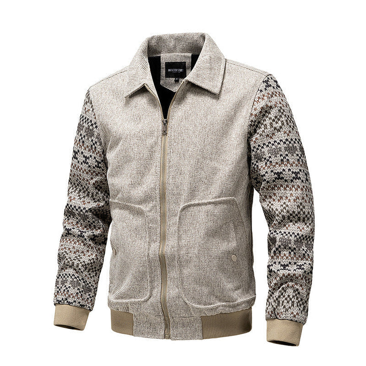 Herr Zip-Up Knit Jacka med Norwegian Ärmar