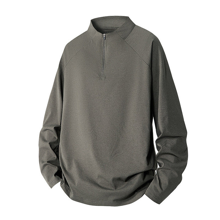 Herr Minimalistisk Halv Dragkedja College-Tröja med Teknisk Jersey och Extended Fåll