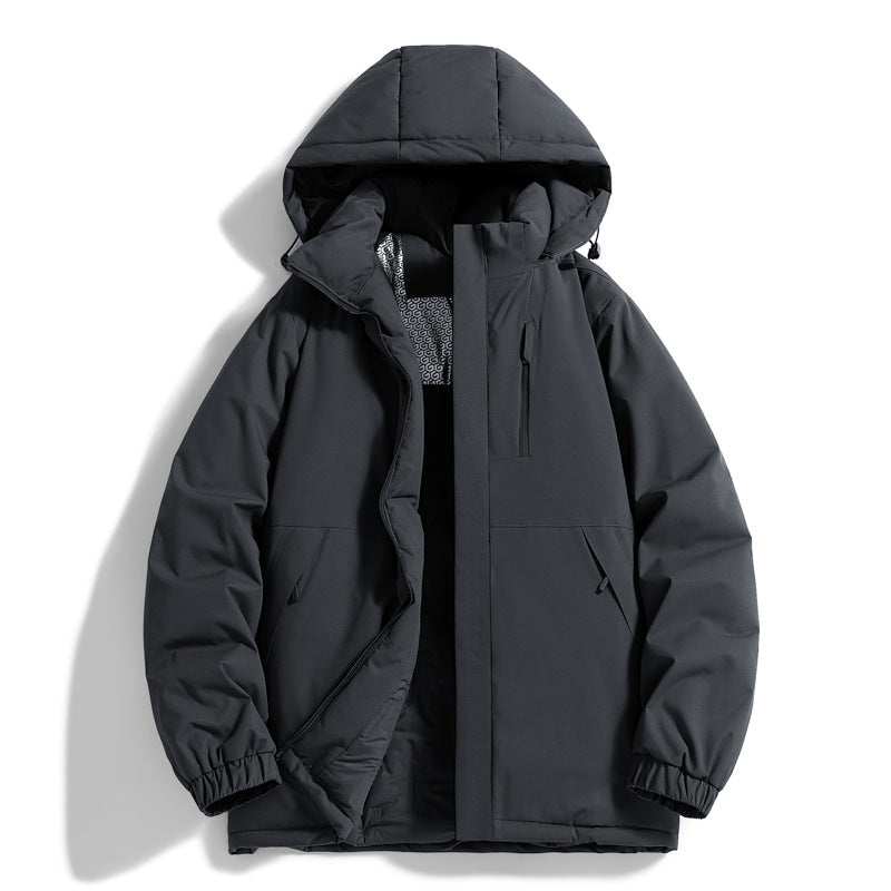 Herr teknisk quiltad parka med huva, Termo Isolering och Bröst Dragkedja Ficka