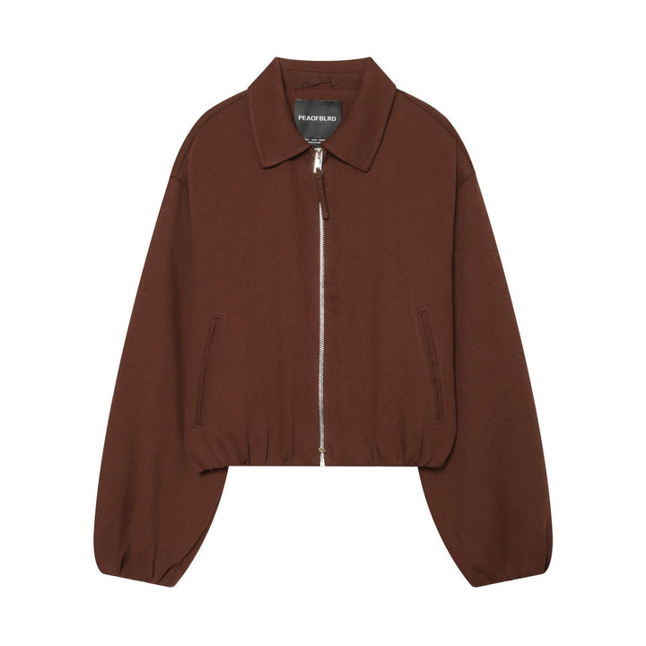 Dam 80+ Kort Blouson Jacka med Skjort Krage, Full-Dragkedja och Elastic Nederkant
