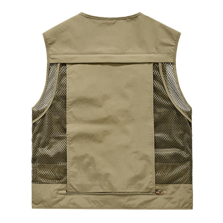 Unisex Multi-pocket utilityväst med Mesh Inserts och Front dragkedja