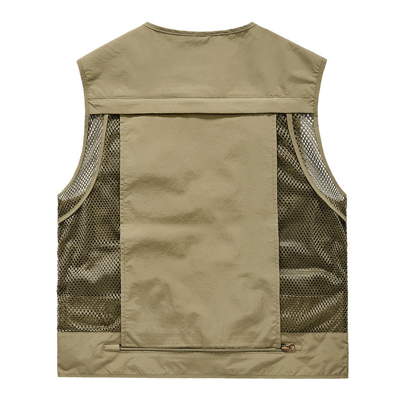 Herr Utility Väst med Multi-Functional Fickor, Mesh Ventilation, och Dragkedjestängning