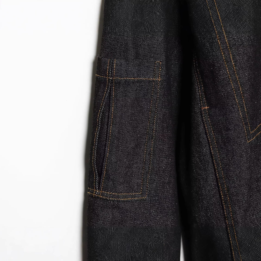 Dam Kort Jeans-Utility-Jacka med Dragkedja, Stå Krage och Elastic Nederkant
