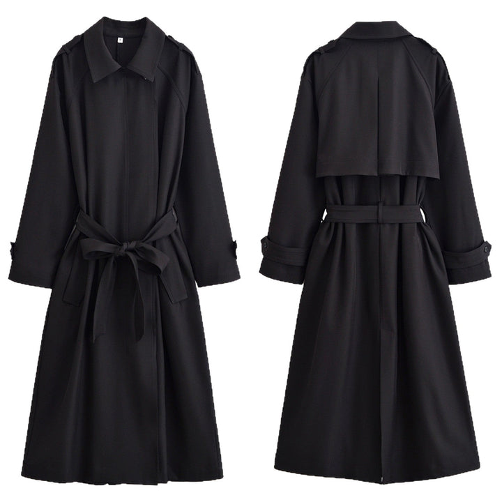 Dam Longer Midja-Adjustable Trenchcoat med Knytbälte och Epaulettes