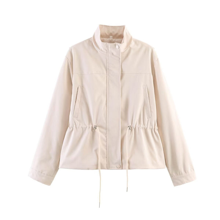 Dam lätt Windbreaker Transition jacka med dragsko midja och ståkrage