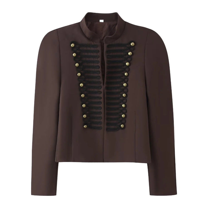 Dam kort jacka in hussar-inspired design med ståkrage och dekorativ cords