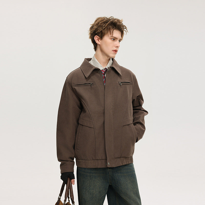 Herr Kurzjacke Aus Wollmix med Dold Dragkedja och Brusttaschen